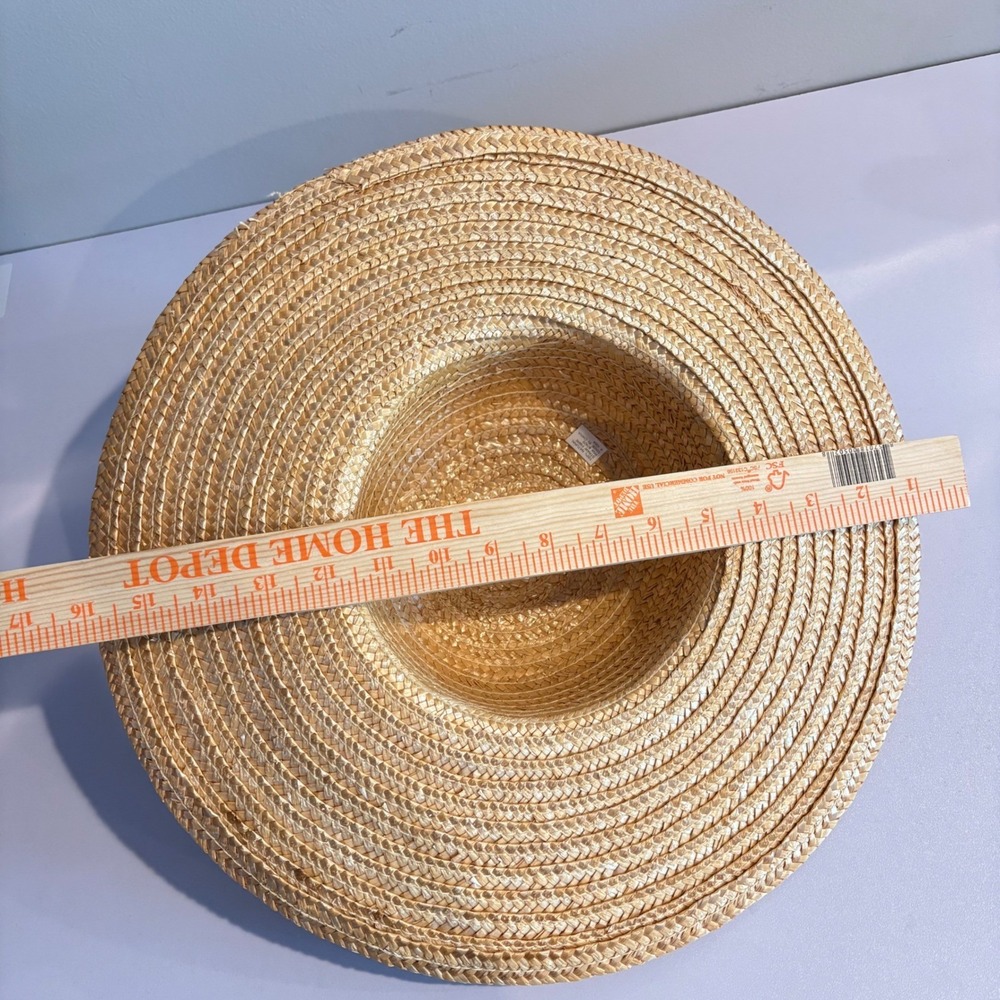 Cottagecore Woven Straw Sun Hat Wide Brim Boho Summer Beach Coastal Grandma - Picture 3 of 5